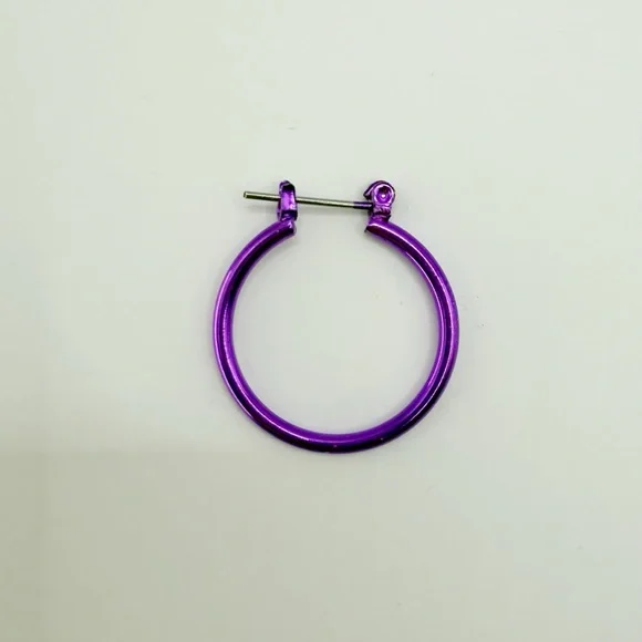 Metallic Purple Hoop Earrings | Medium Lightweight Statement Hoops - Picture 3 of 3